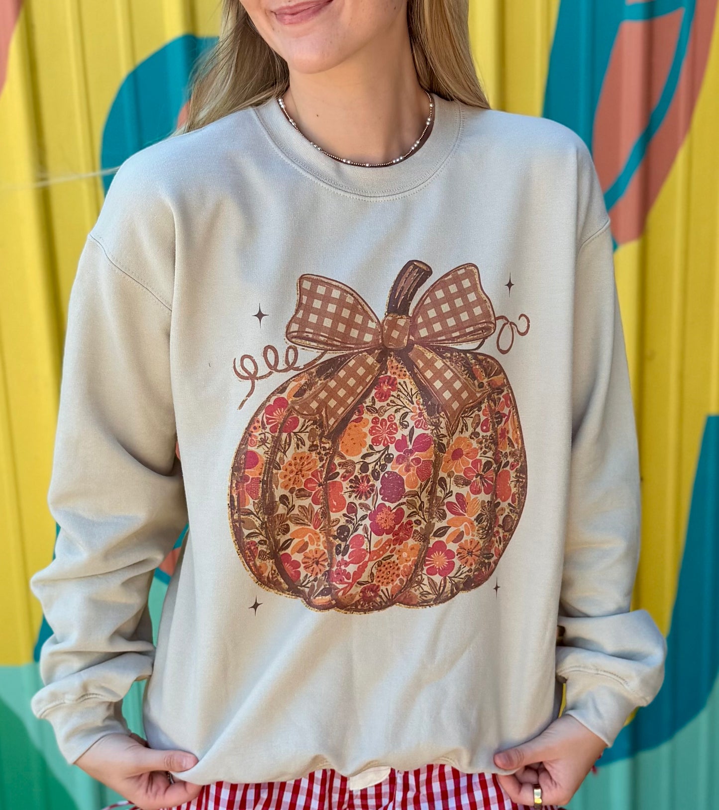 Fall Floral Coquette Pumpkin Sweatshirt Crewneck