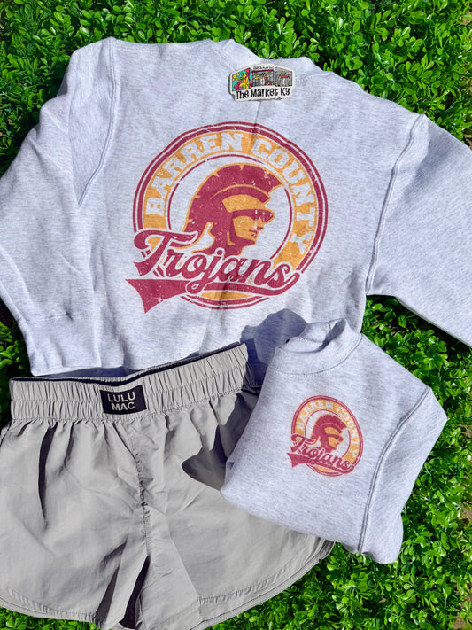 Barren County Trojans Crewneck Sweatshirt: Light Grey (Youth & Adult)