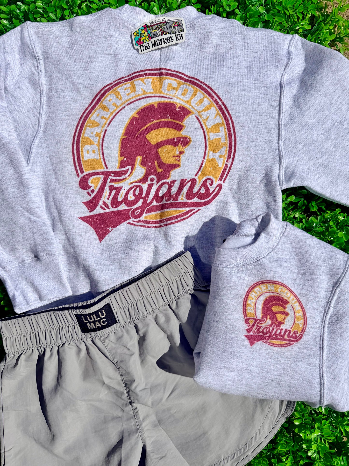 Barren County Trojans Crewneck Sweatshirt: Light Grey (Youth & Adult)
