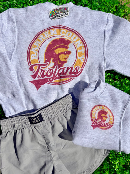 Barren County Trojans Crewneck Sweatshirt: Light Grey (Youth & Adult)