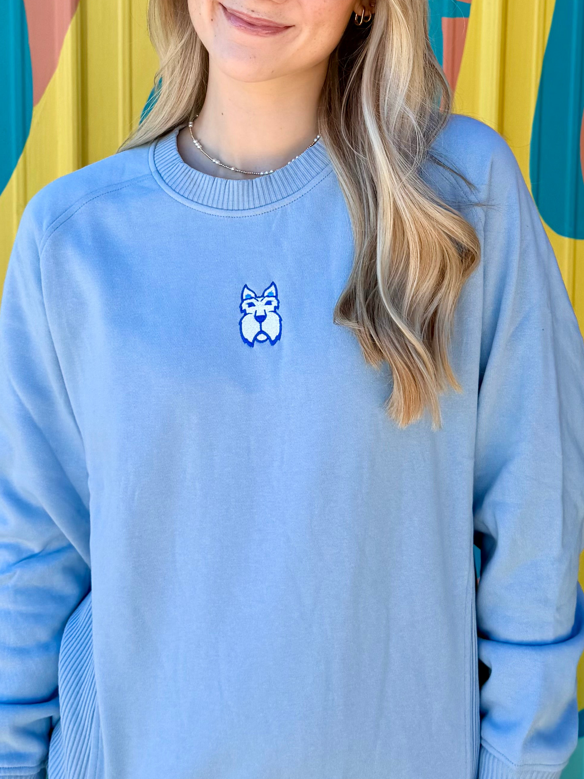 Scotties Mascot Embroidered Scuba Crewneck - Light Blue
