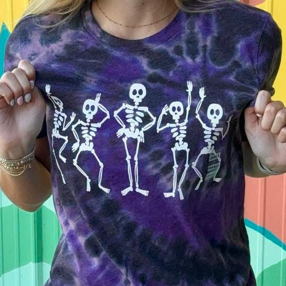 Tie-Dye Dancing Skeletons Tee