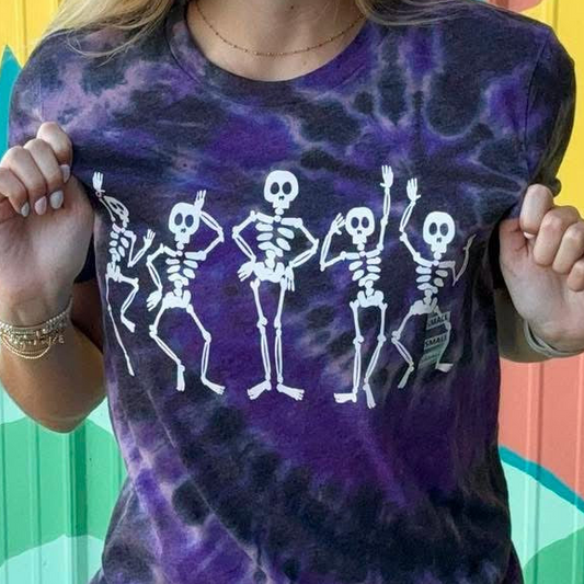 Tie-Dye Dancing Skeletons Tee