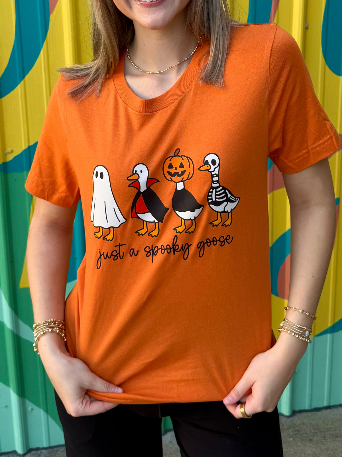 Just A Spooky Goose Tee - Orange