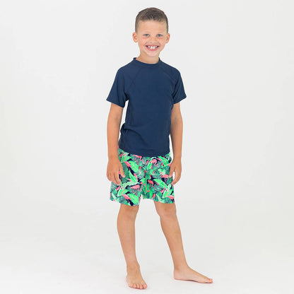 Flamingo Frenzy Swim Trunks: 7 / Multi-Color