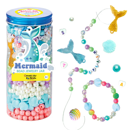 Bead Jewelry Jar Mermaid - DIY Bracelet Craft Kit for Kids