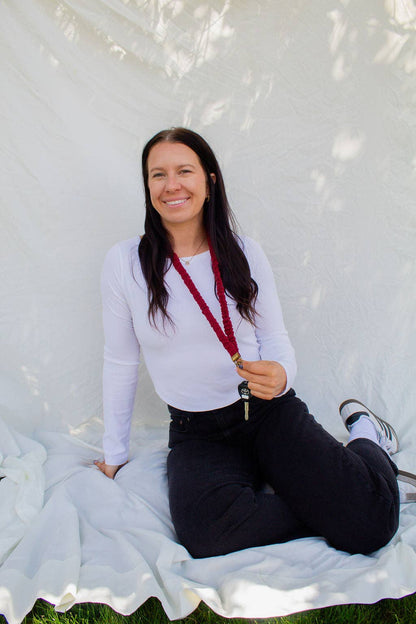 Maroon Linen Lanyard