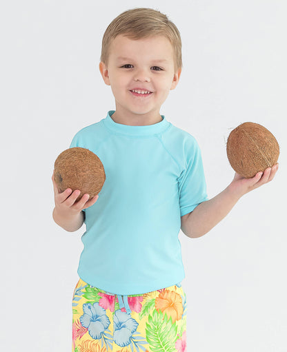 Tropical Breeze Short Sleeve Rash Guard: 3-6m / Blue