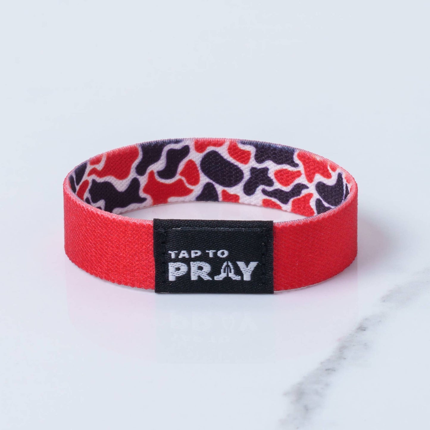 Tap To Pray™ Wristbands - Team Camo - Red & Black: Large