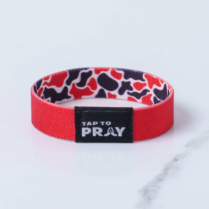 Tap To Pray™ Wristbands - Team Camo - Red & Black: Large