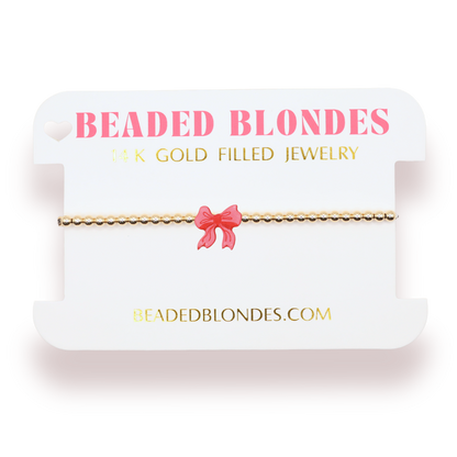 Red Bow Holiday Bracelet: Standard 6.75 Inch / Sprinkle