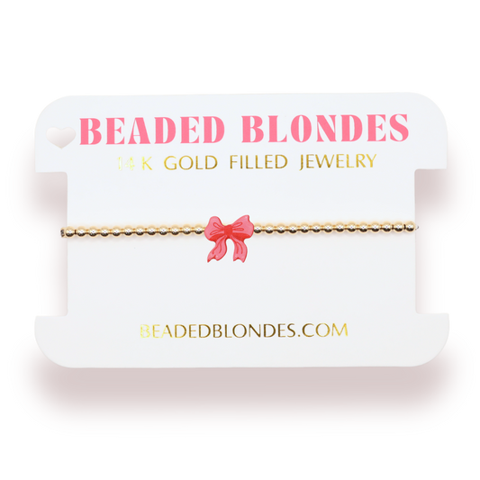 Red Bow Holiday Bracelet: Standard 6.75 Inch / Sprinkle