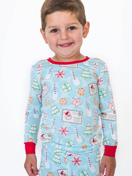 SoftSnooze™ Kids Bamboo Viscose Santa Sweets Long Sleeve Pajama Set: Blue / 18-24m