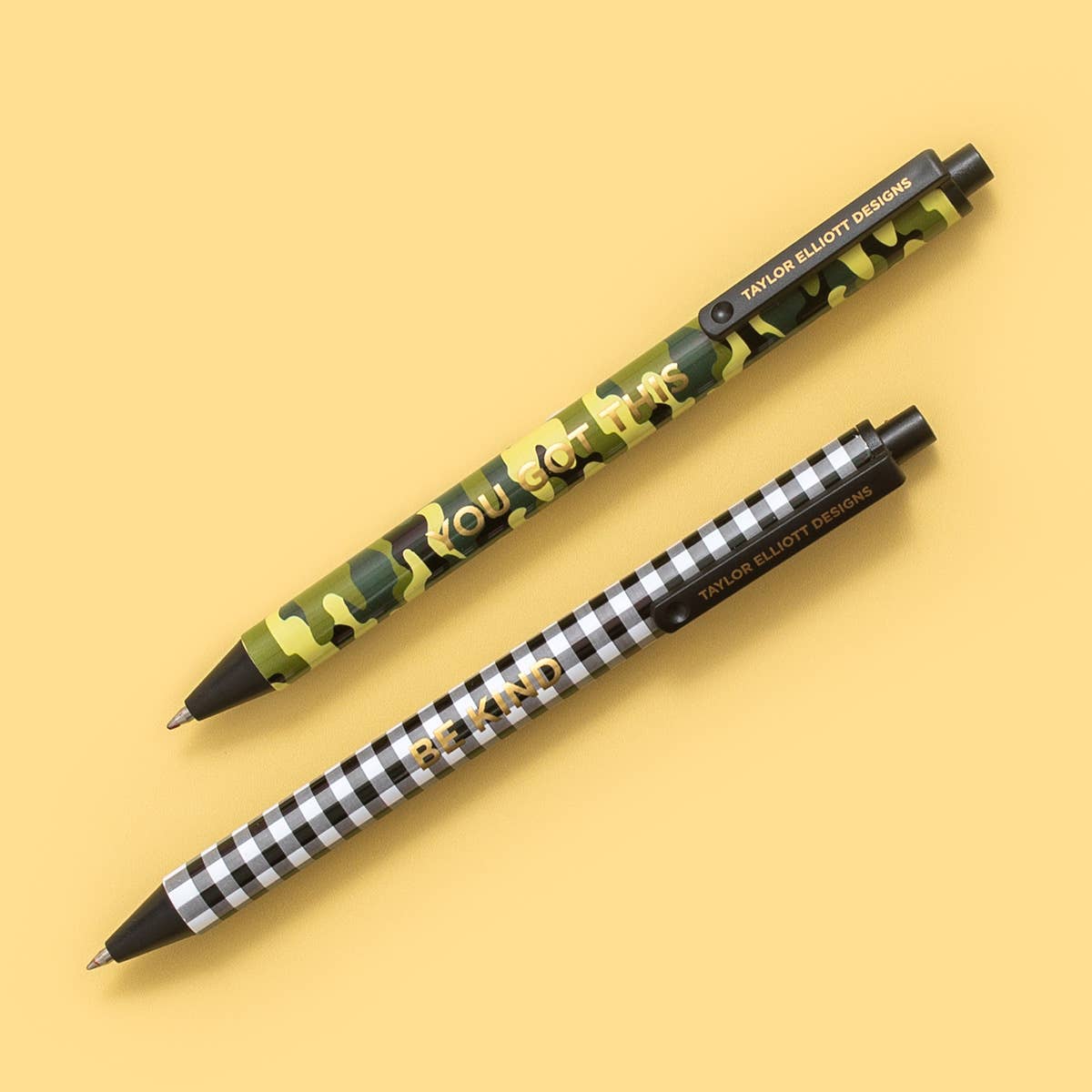 Gel Pen Set - Camo+ Gray Gingham