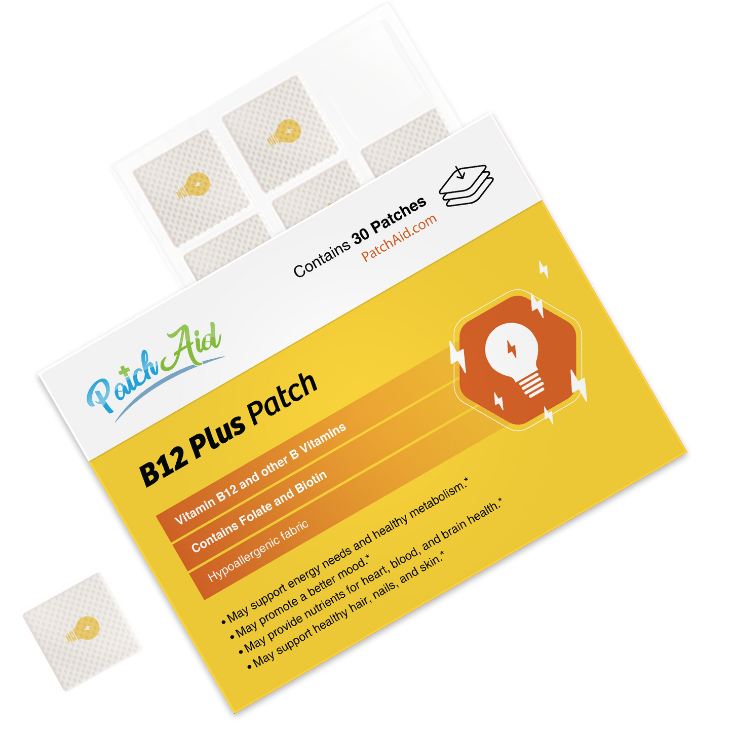 B12 Energy Plus Vitamin Patch - Energy & Mood Support: 1-Pack