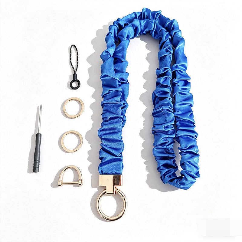 Fabric Stretchy Scrunchie Neck Lanyard: Royal Blue