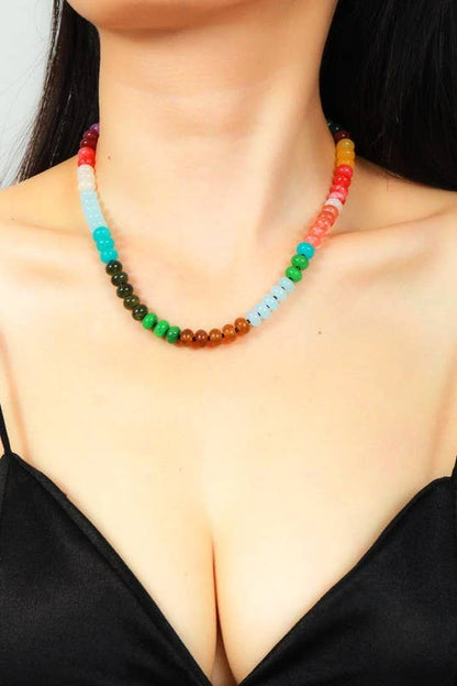 Trendy Natural Agate Gemstone Necklace: Blue Jade
