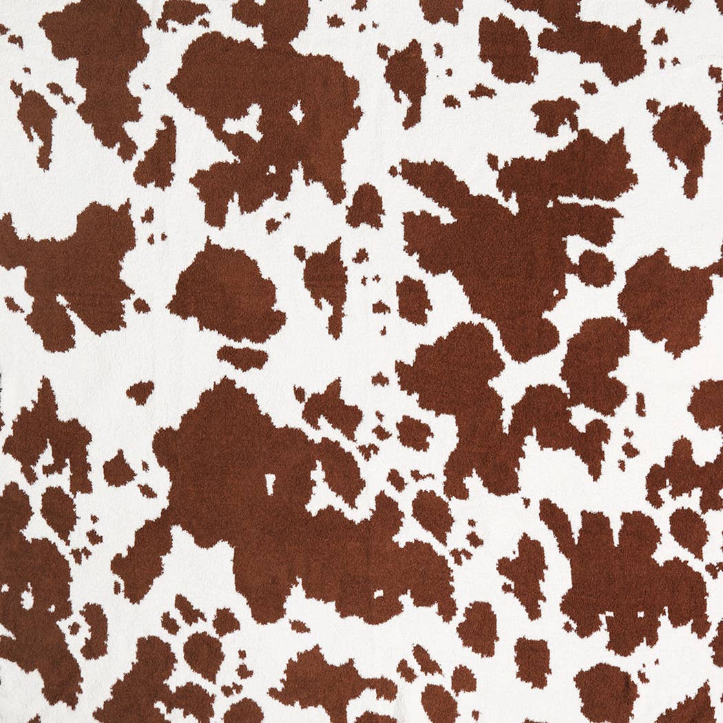 Cow Pattern Throw Blanket: BLACK / ONE SIZE