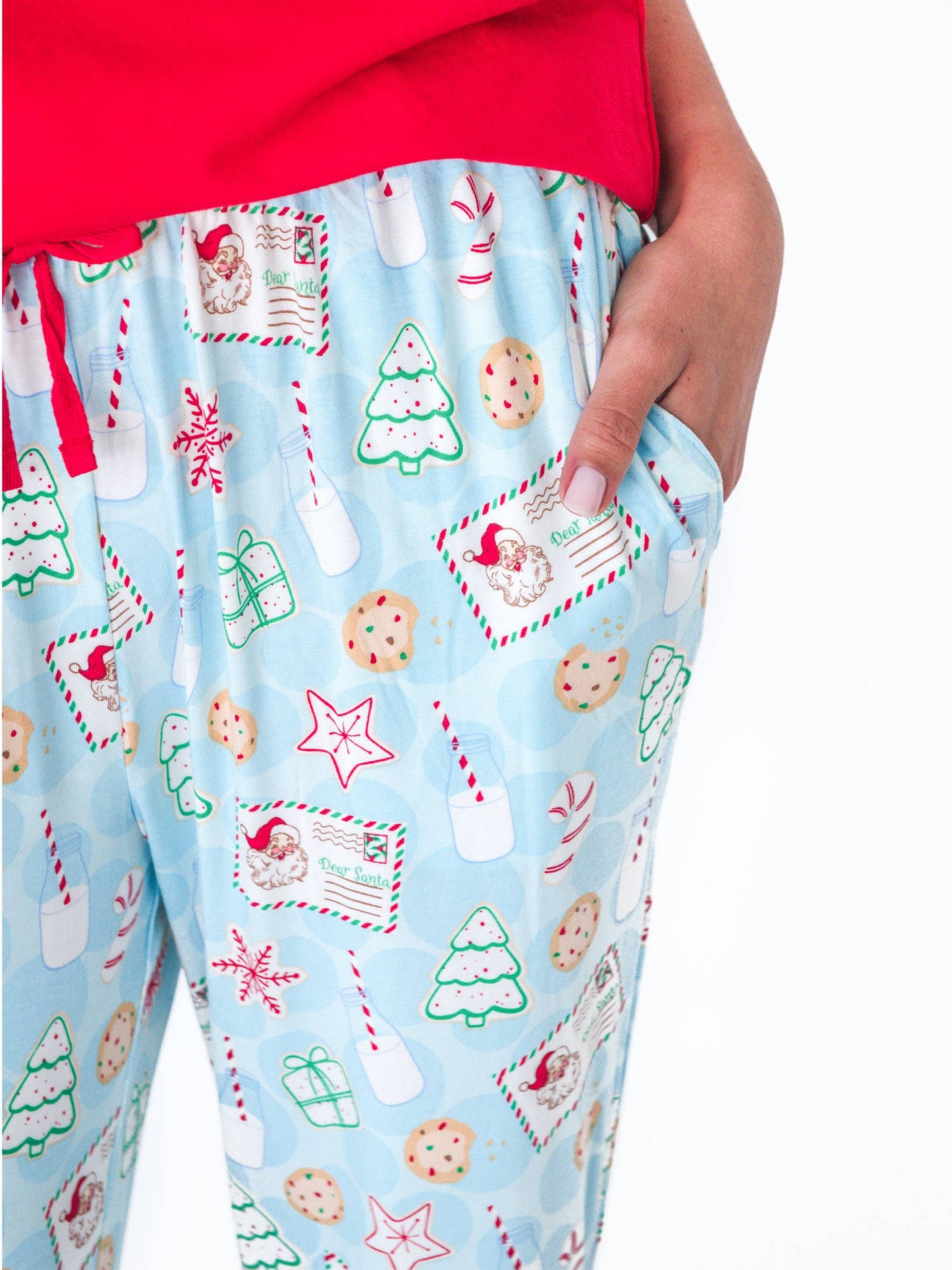 SoftSnooze™ Adult Bamboo Viscose Santa Sweets Pajama Pants: Blue Adult XXS