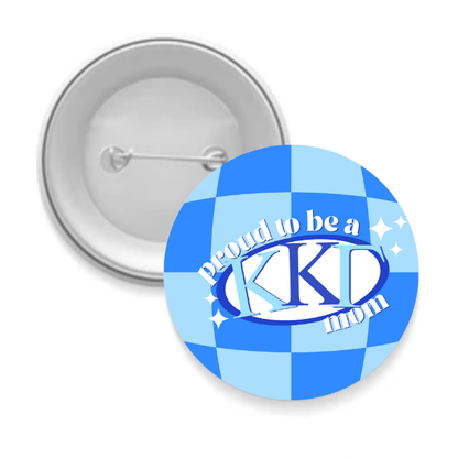 Sorority Mom Button - Proud to Be Checkered: 3" Round / Chi Omega