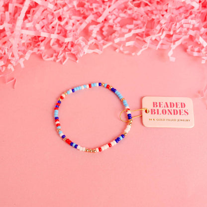 Red White & Blues Sprinkle Bracelet: Standard 6.75 inch