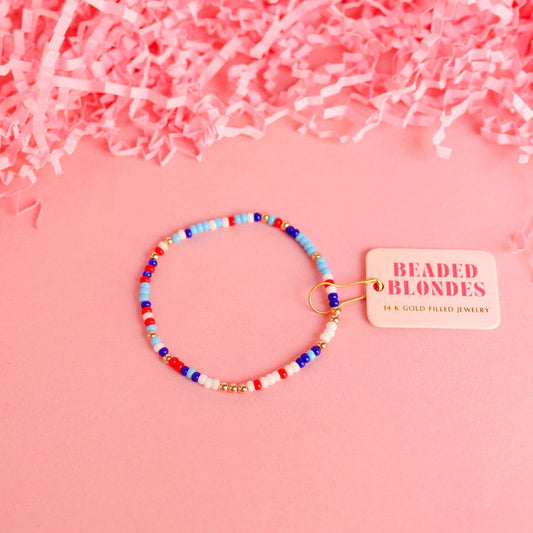Red White & Blues Sprinkle Bracelet: Standard 6.75 inch
