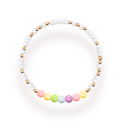 Inspire Rainbow Letter Bracelet: Standard 6.75 inch / White Sprinkle