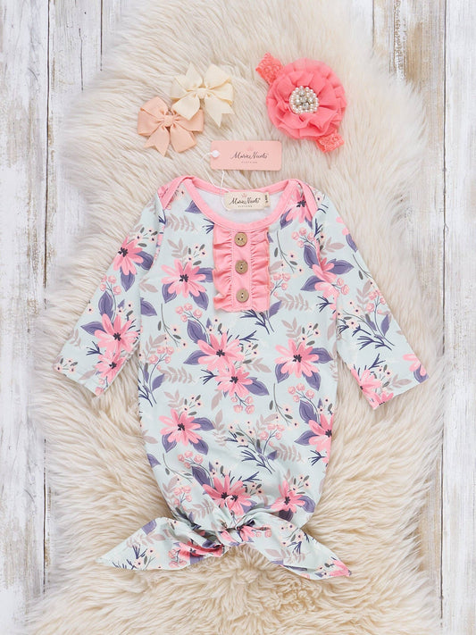 Pinky Blooms Knot Gown