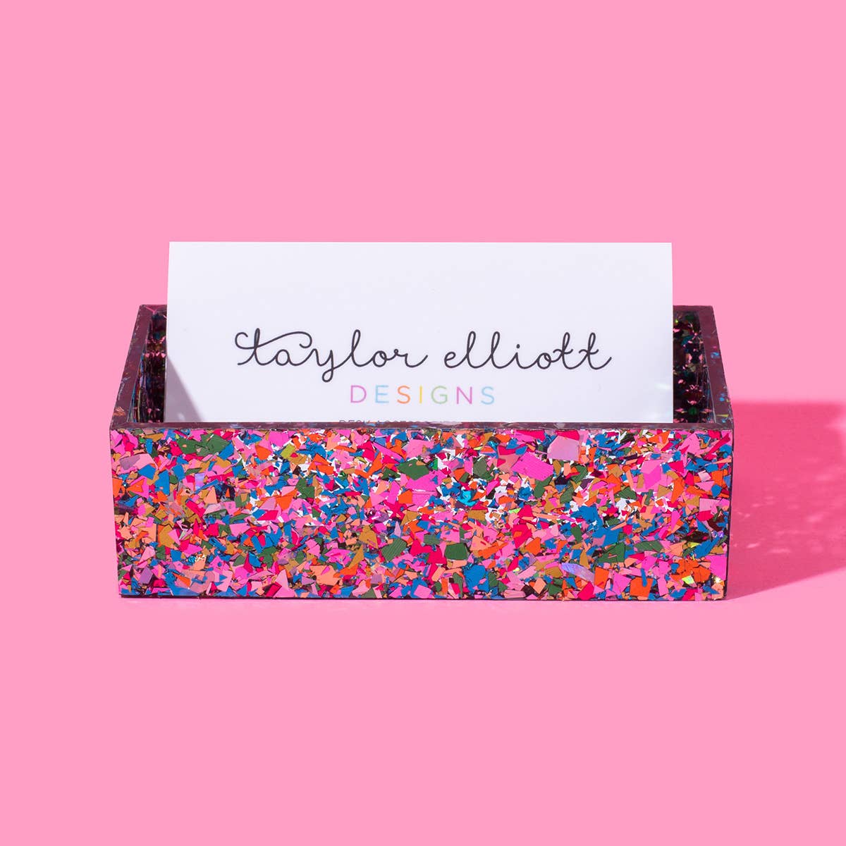 Acrylic Business Card Holder - Colorful Confetti