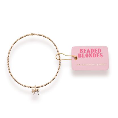 Gold Bow Charm Bracelet: Standard 6.75 inch