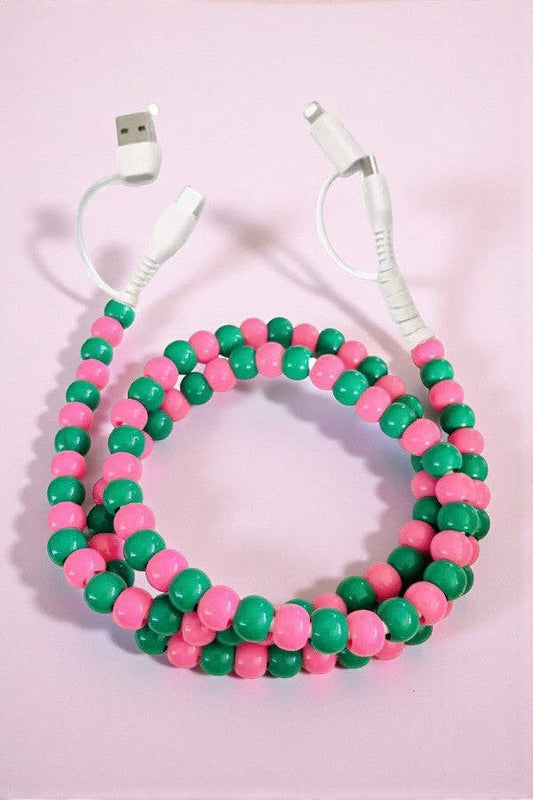 Pink and Green Beaded Charger