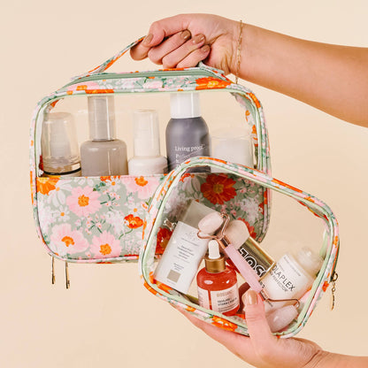 Clearly Chic Cosmetic Bag Set-Bouquet Beauty Sage