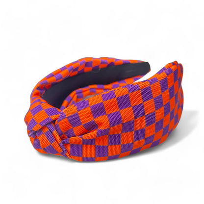 Game Day Checkered Headbands : Burgundy/white