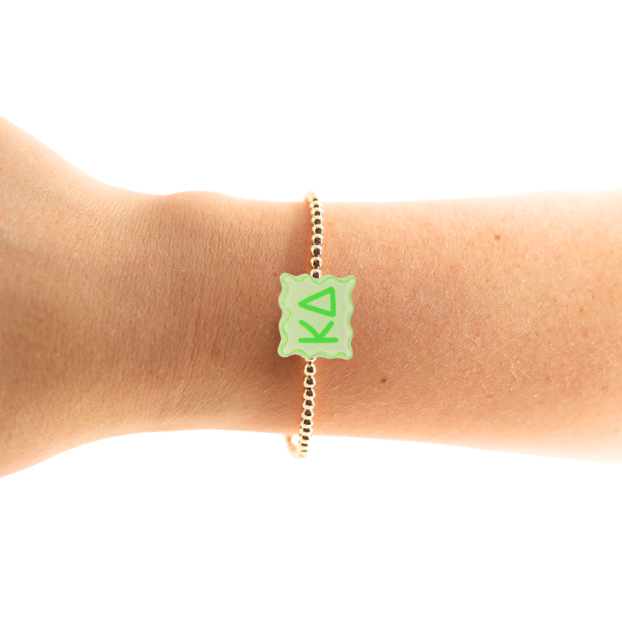 Kappa Delta Block Bracelet on Gold: Standard 6.75 Inch