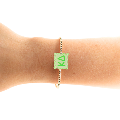 Kappa Delta Block Bracelet on Gold: Standard 6.75 Inch