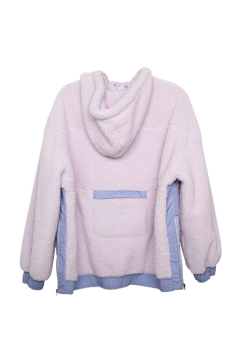 Light Purple Two-Toned Sherpa Fleece Pullover: Light Purple
