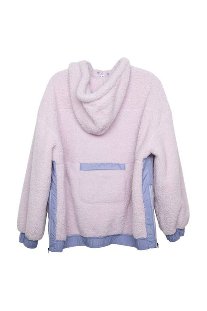 Light Purple Two-Toned Sherpa Fleece Pullover: Light Purple