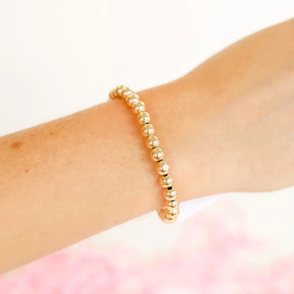 6MM Gold Beaded Bracelet: Standard 6.75 inch