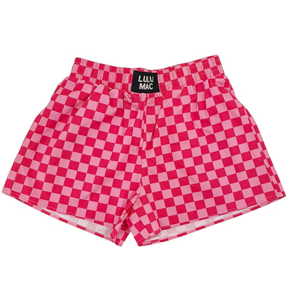 Lulu Mac Checker Boxer Shorts - Pink