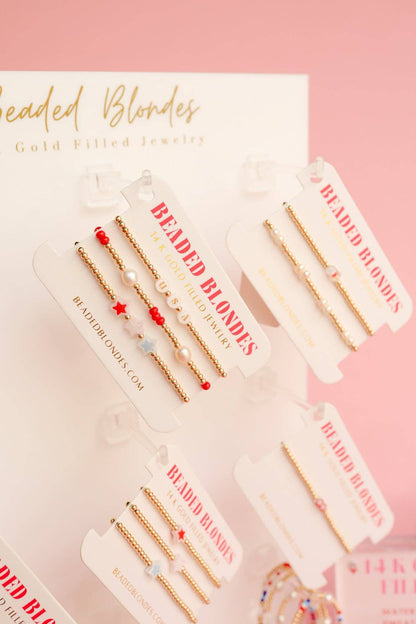 Red White & Blues Sprinkle Bracelet: Standard 6.75 inch