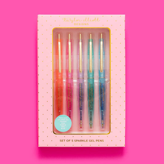 Gel Pen Set - Asst Colors w/ Sparkles - 5 Piece Set