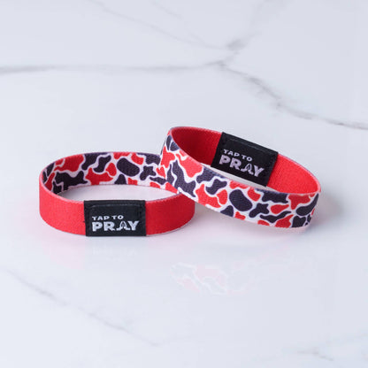 Tap To Pray™ Wristbands - Team Camo - Red & Black: Large