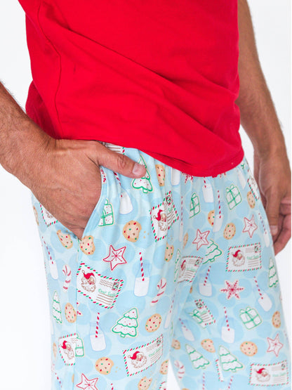 SoftSnooze™ Adult Bamboo Viscose Santa Sweets Pajama Pants: Blue Adult M