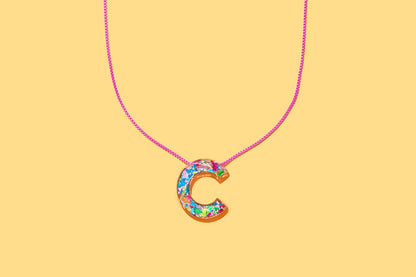 Chain Necklace - Letters - Colorful Confetti - D