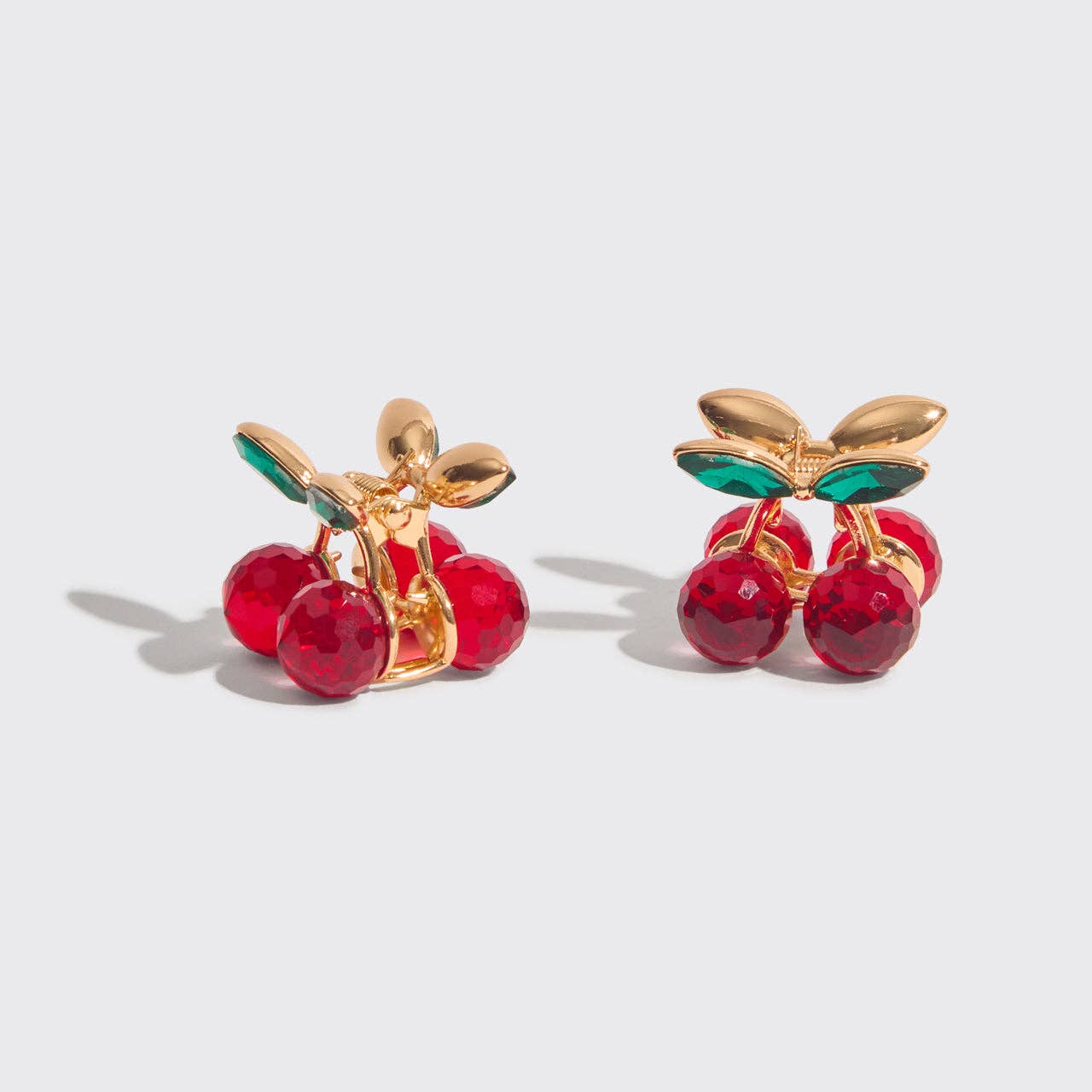 Mini Rhinestone Claw Clips 2pc Set - Cherry