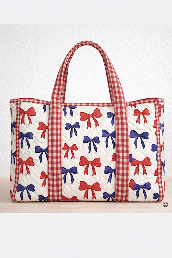 Americana Red and Blue Bow Tote Bag