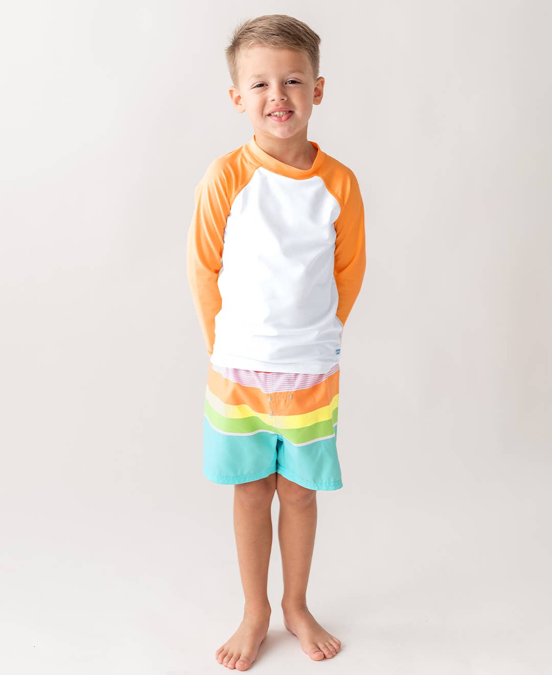 Island Rainbow Multi-Stripe Swim Trunks: 3-6m / Multi-Color