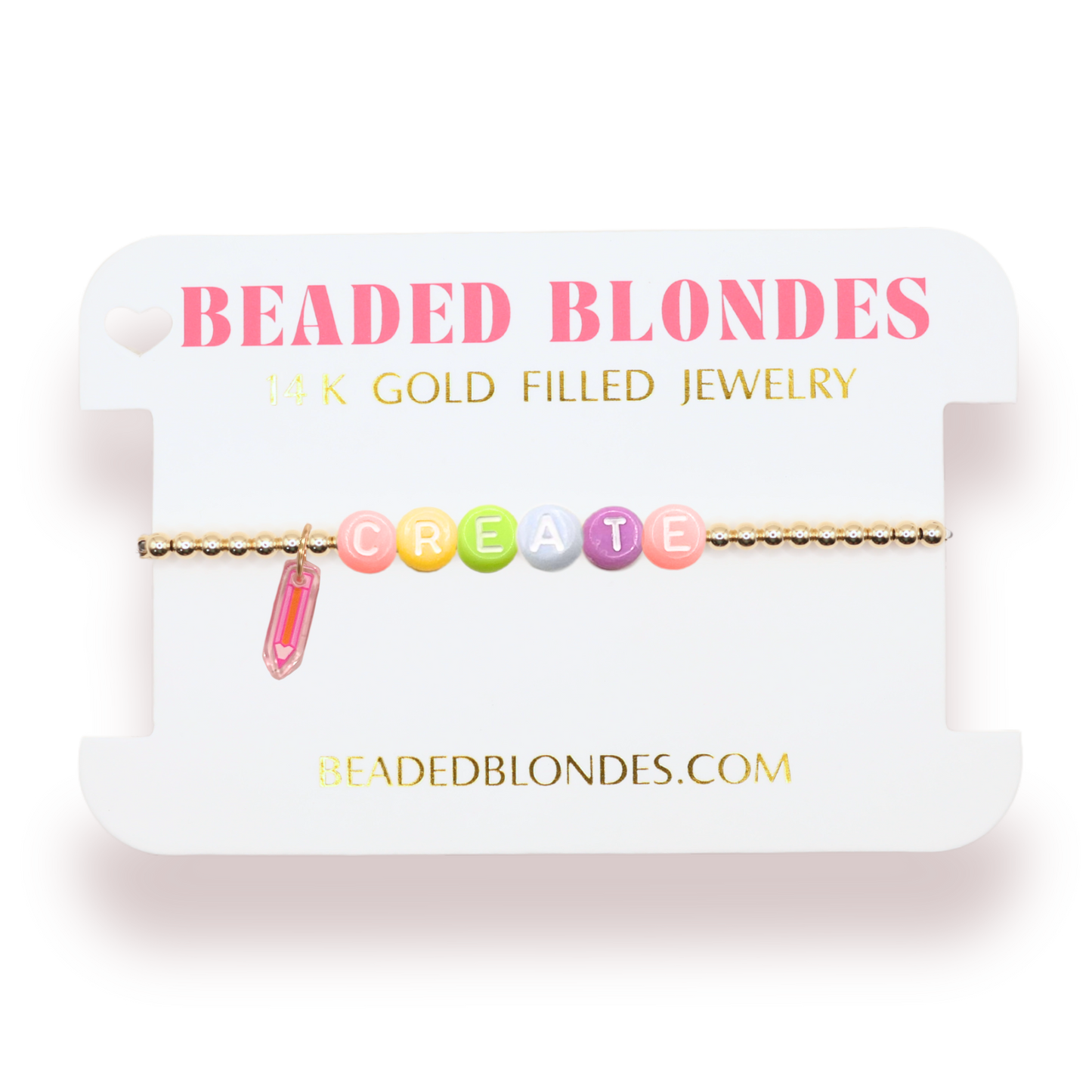 Rainbow Create Pencil Charm Bracelet: Standard 6.75 inch / White Sprinkle