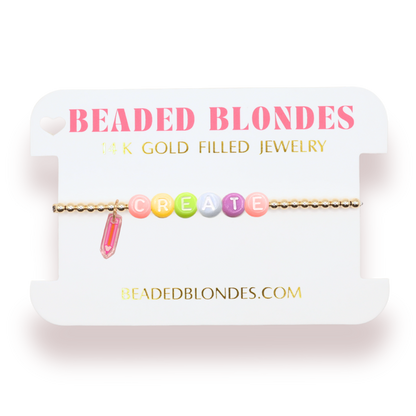 Rainbow Create Pencil Charm Bracelet: Standard 6.75 inch / White Sprinkle