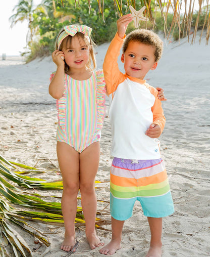 Island Rainbow Multi-Stripe Swim Trunks: 3-6m / Multi-Color